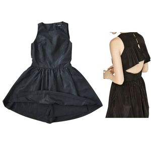 Zara Little Black Romper Dress Chic Structured Satin Flare with Shorts!